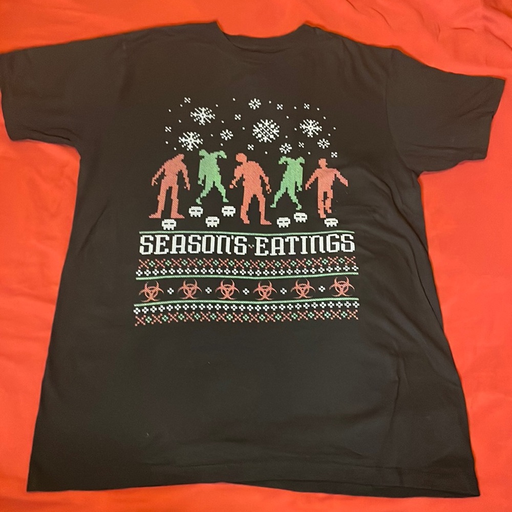 Seasons Eatings Zombie Christmas T-shirt Size Medium